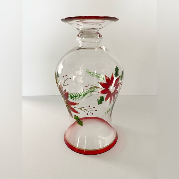 Home for the Holiday Poinsettia Christmas Hurricane Lampe Tempête Candle Holder - Picture 7 of 13